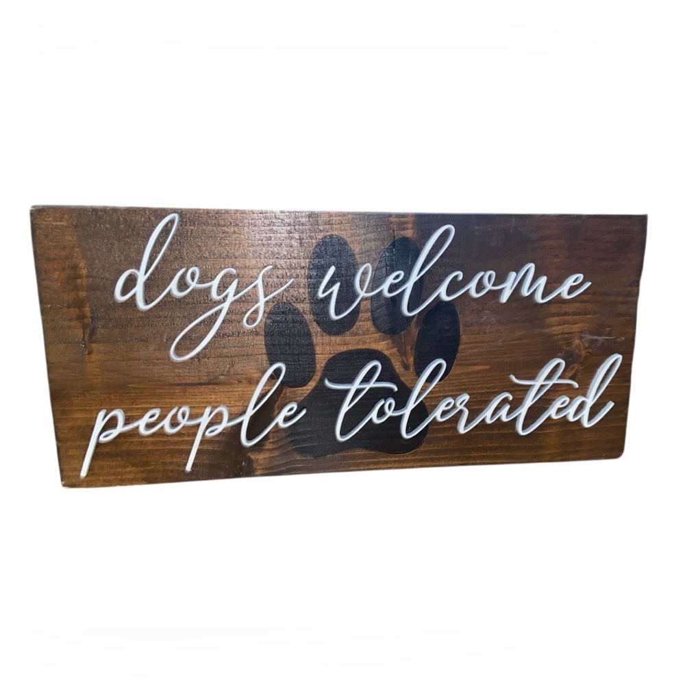 Wood sign with raised lettering ready to hang dog lovers